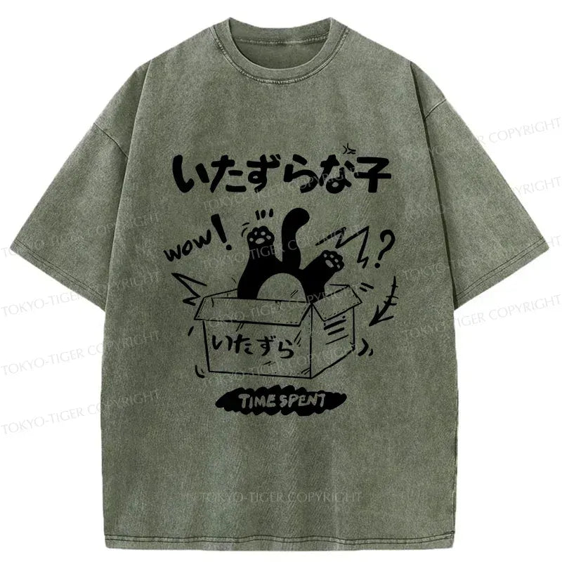 Vintage Japanese Cat Entering Box Tee