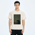 Japanese black cat t-shirt for daily wear