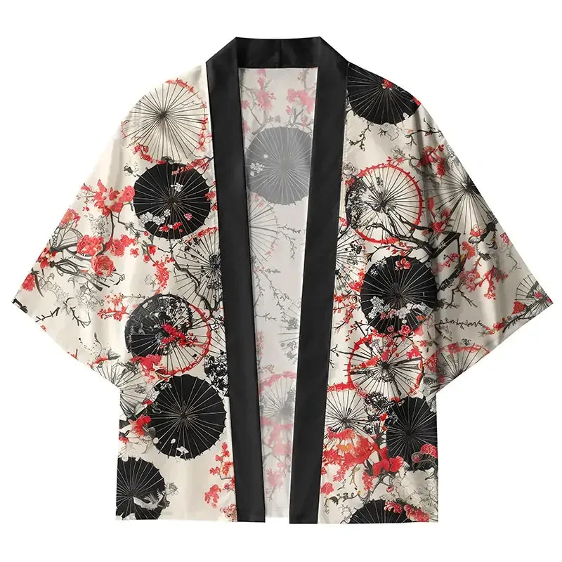 Kyoto-Lion Paper Umbrella Kimono Cardigan