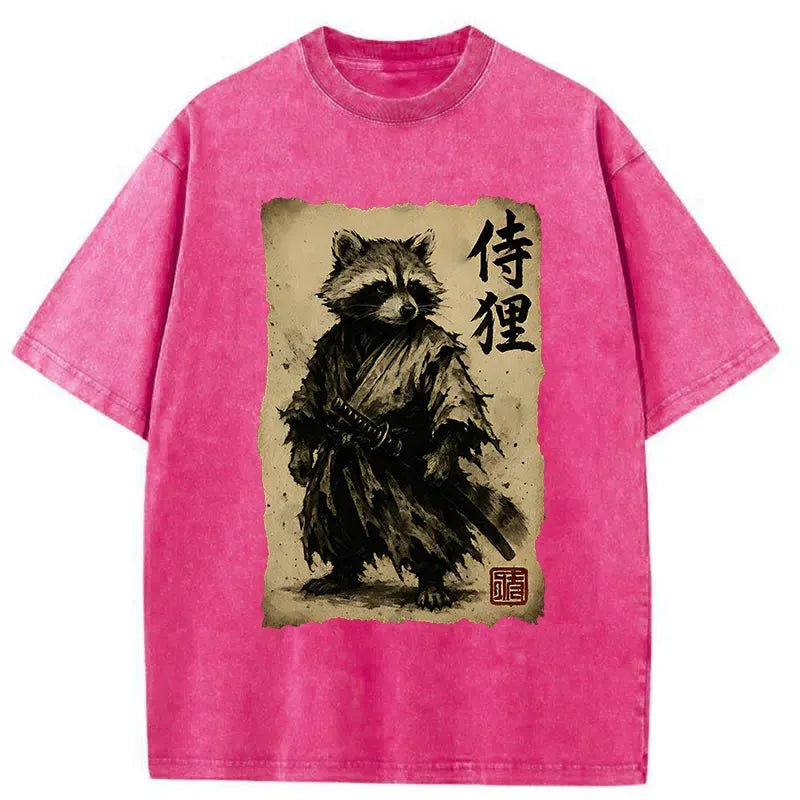 raccoon samurai t-shirt gift for him