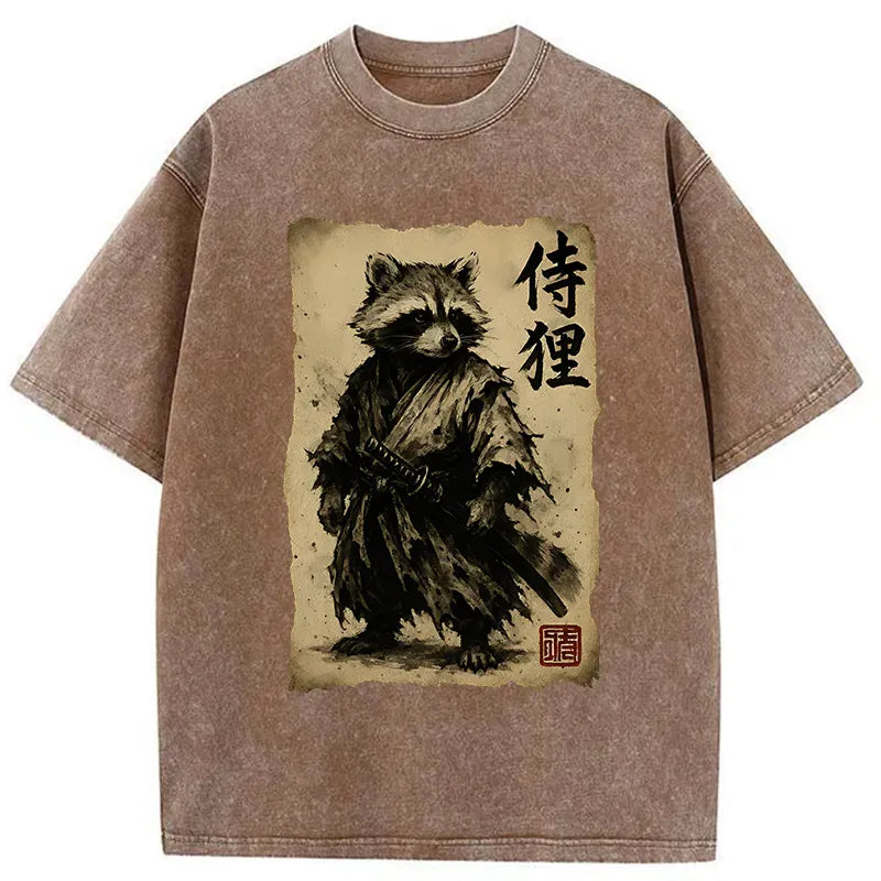 raccoon samurai t-shirt gift for him