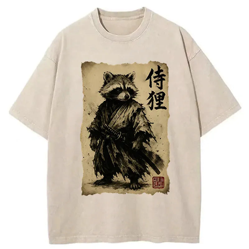 raccoon samurai t-shirt gift for him
