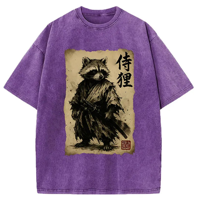 raccoon samurai t-shirt gift for him