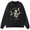 Japanese lion skeleton washed long sleeve t-shirt