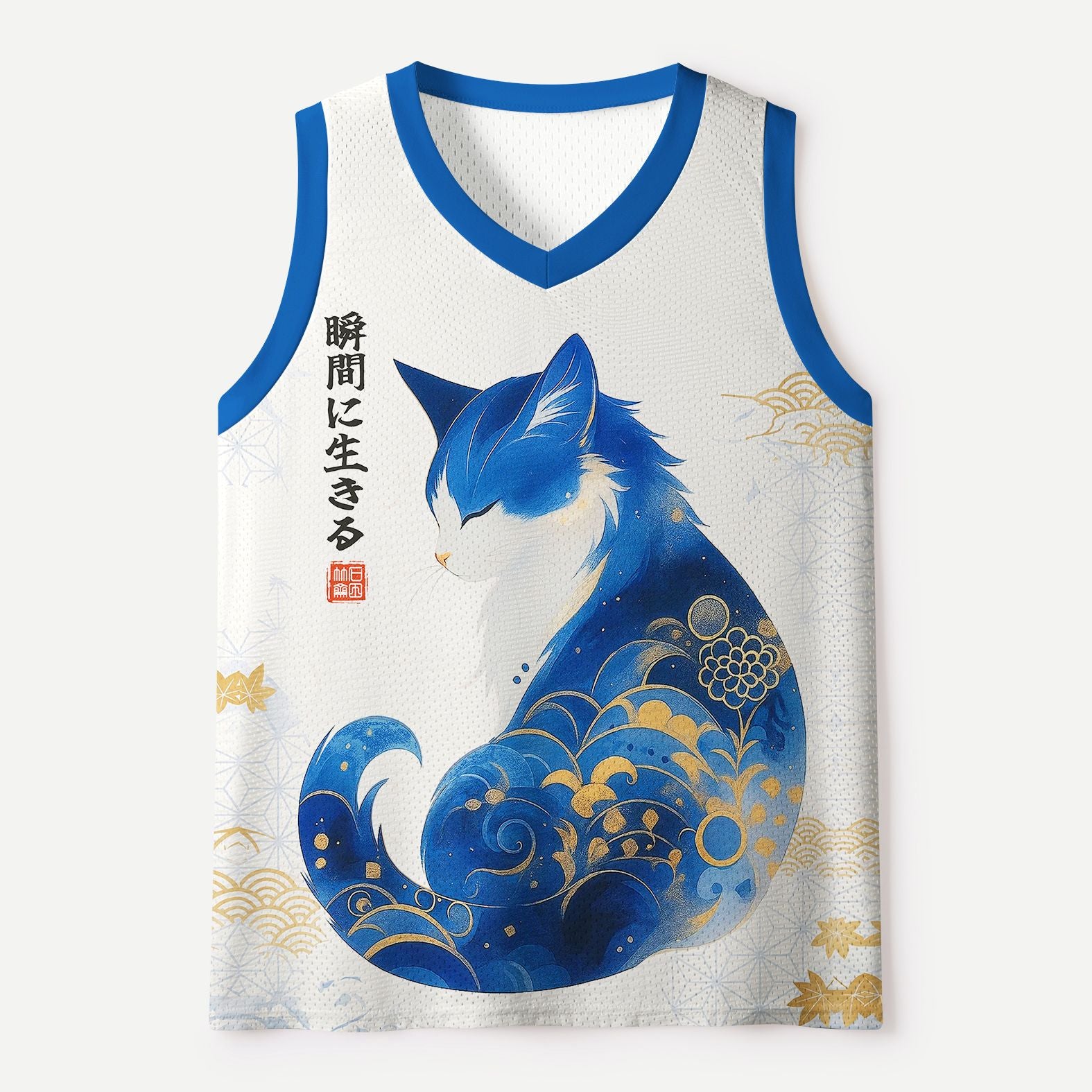 Kyoto-Lion Vintage Zen Elegant Cat: Live In The Moment Mesh Tank Top