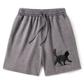 Kyoto-Lion Minimalist Cat Art Washed Shorts