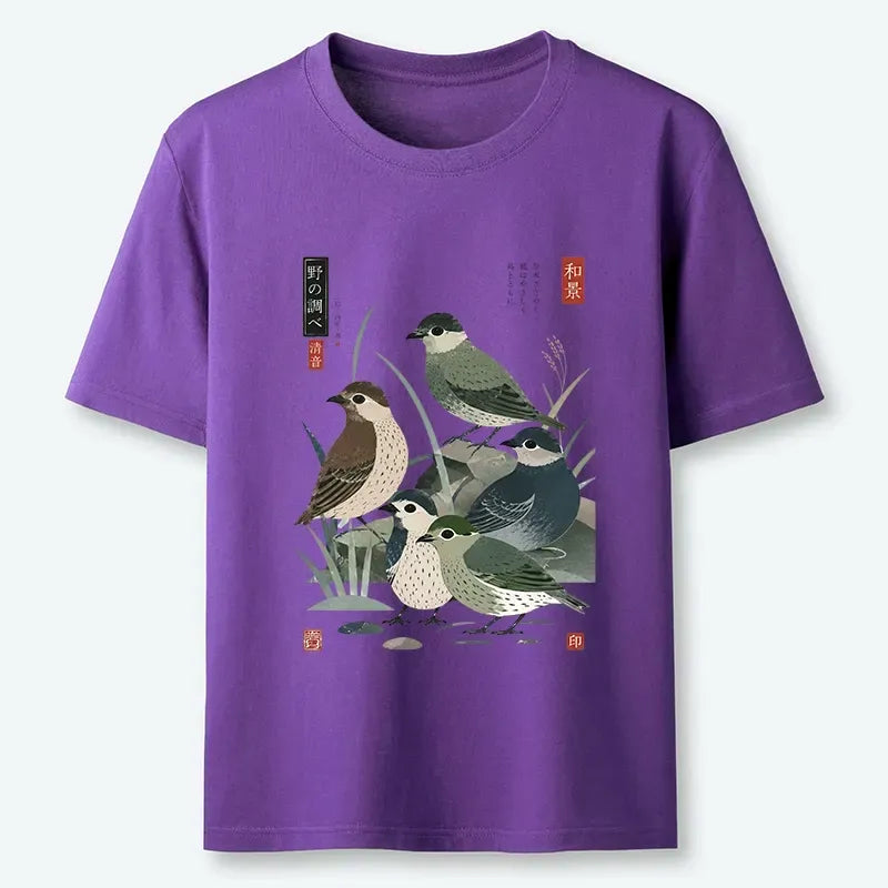Japanese Folk Print T-Shirt for Daily Wear