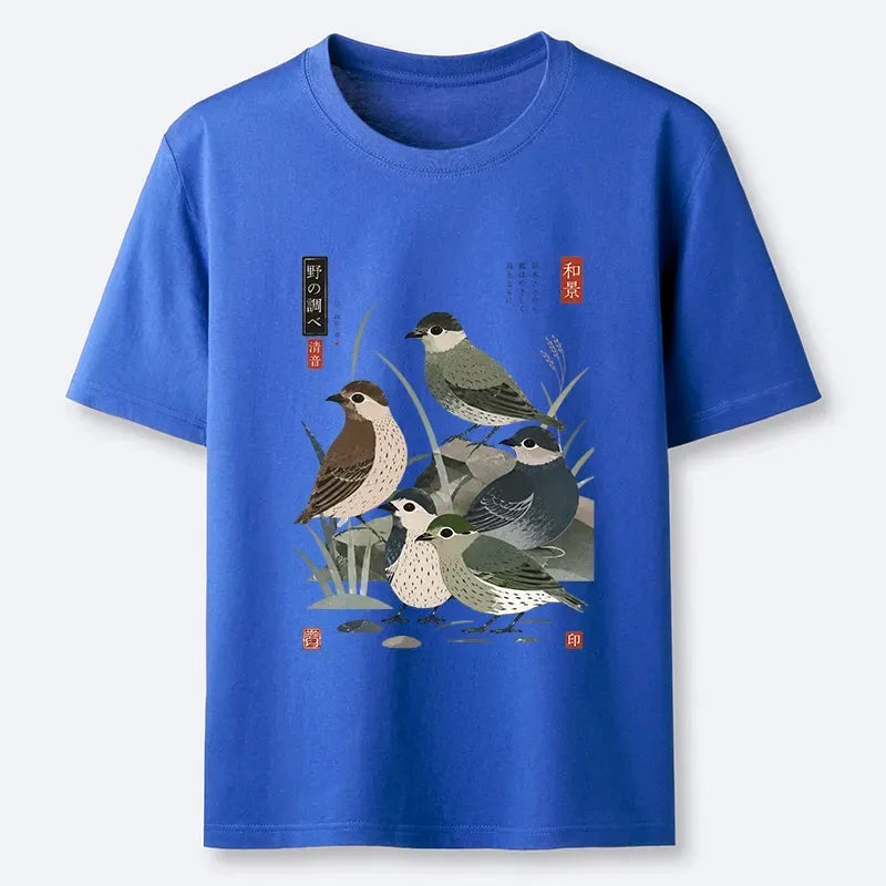 Kyoto-Lion Cute Little Birds Japanese Folk Print Classic T-Shirt