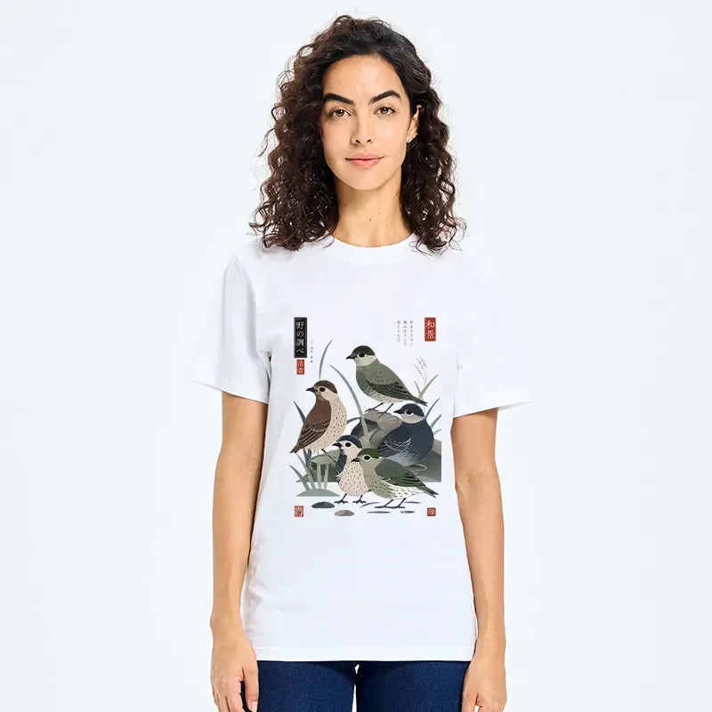 Japanese Folk Print T-Shirt for Daily Wear