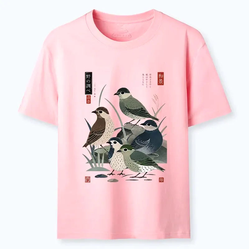 Japanese Folk Print T-Shirt for Daily Wear