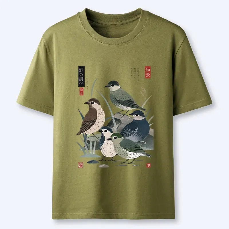 Japanese Folk Print T-Shirt for Daily Wear
