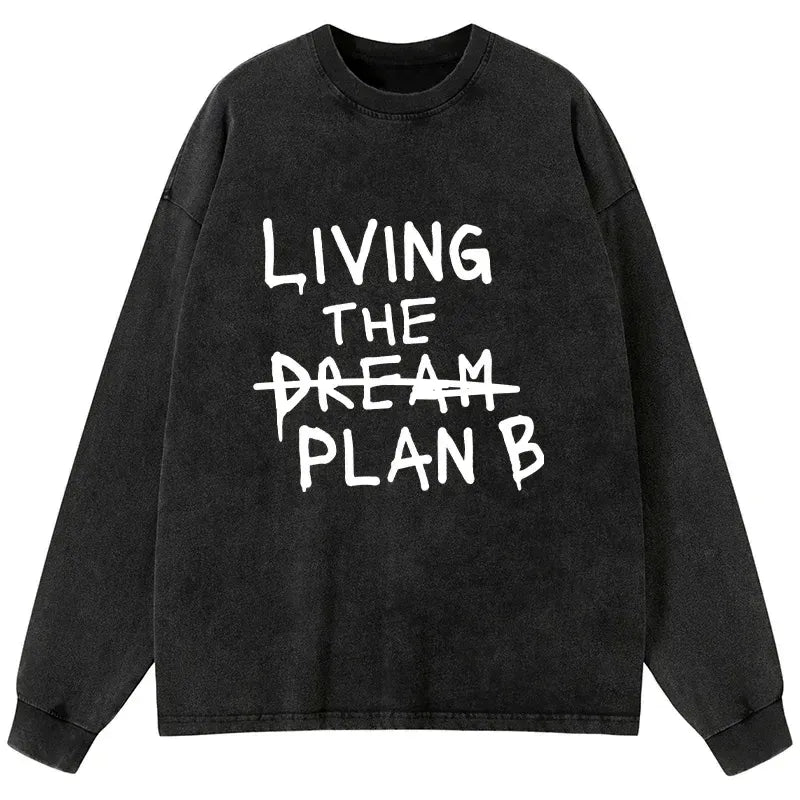 Japanese Vintage Washed Long Sleeve T-Shirt for Free Shipping