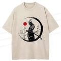 Vintage Washed Samurai T-Shirt for Summer Vacation