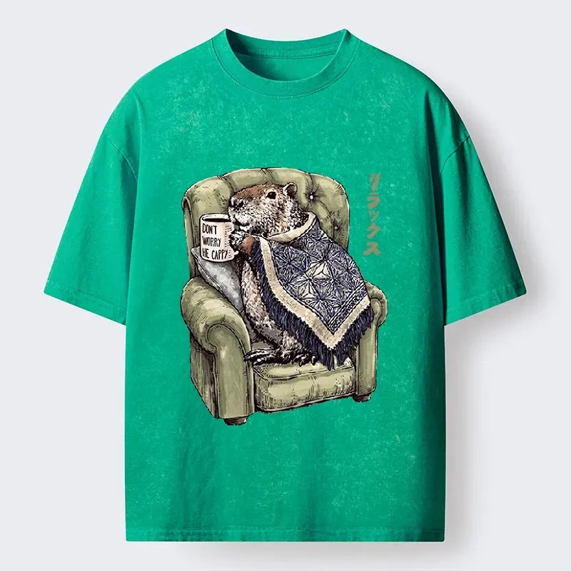 Kyoto Lion Capybara T-Shirt for Summer Vacation