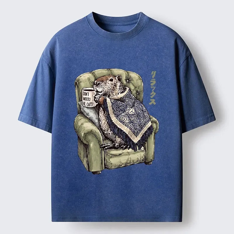Japanese Capybara Washed Unisex T-Shirt