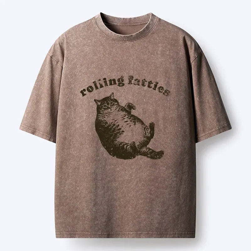 Kyoto-Lion Rolling Fatties Fat Cat Washed T-Shirt
