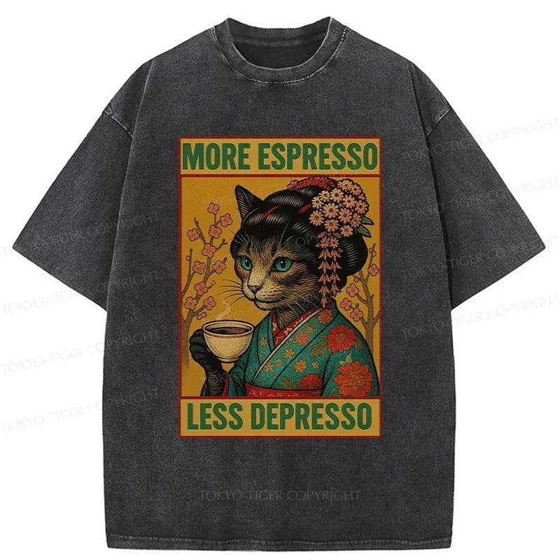 Washed Vintage Ukiyo-e Cat Tee Gift Idea