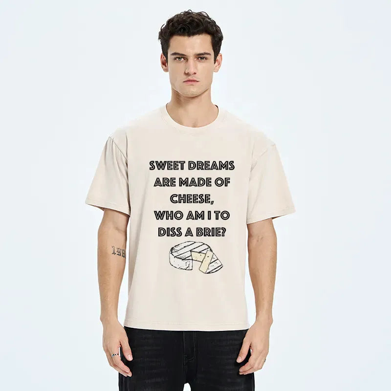 Kyoto-Lion Funny Cheese Music Washed T-Shirt