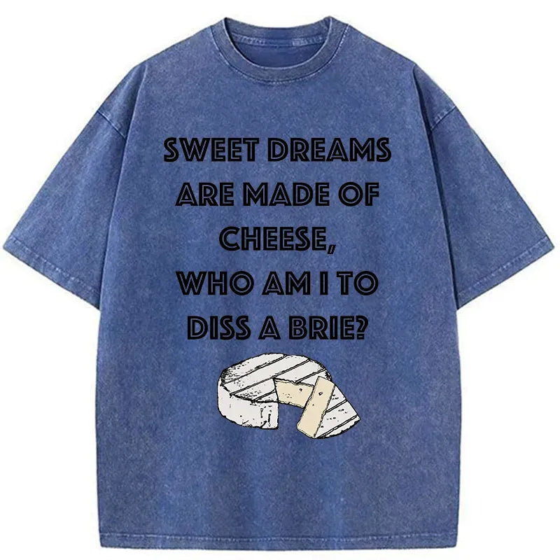 Kyoto-Lion Funny Cheese Music Washed T-Shirt