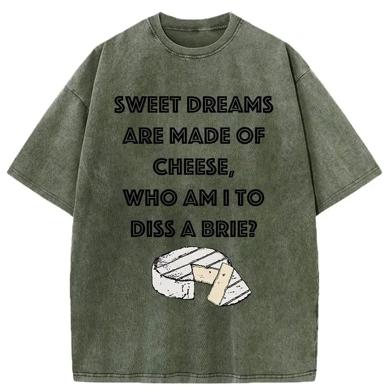 Kyoto-Lion Funny Cheese Music Washed T-Shirt