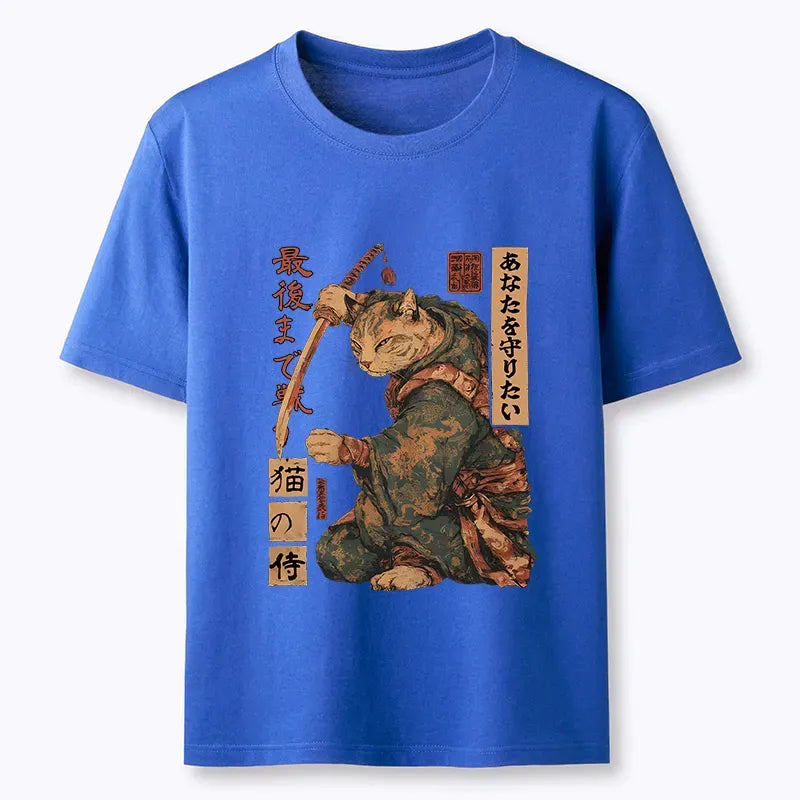 Retro Japanese Samurai Cat T-Shirt