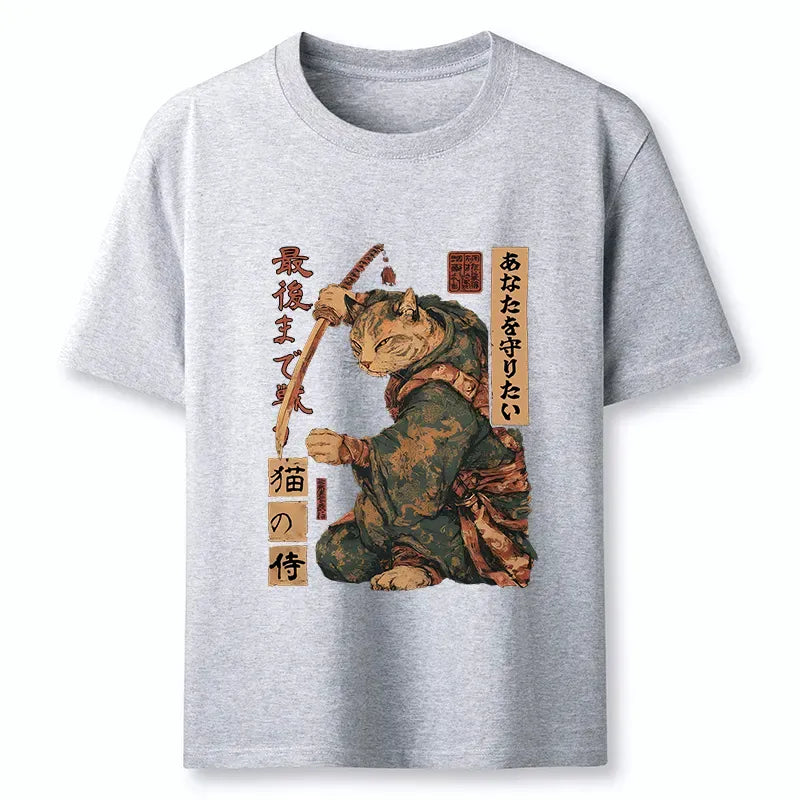 Retro Japanese Samurai Cat T-Shirt