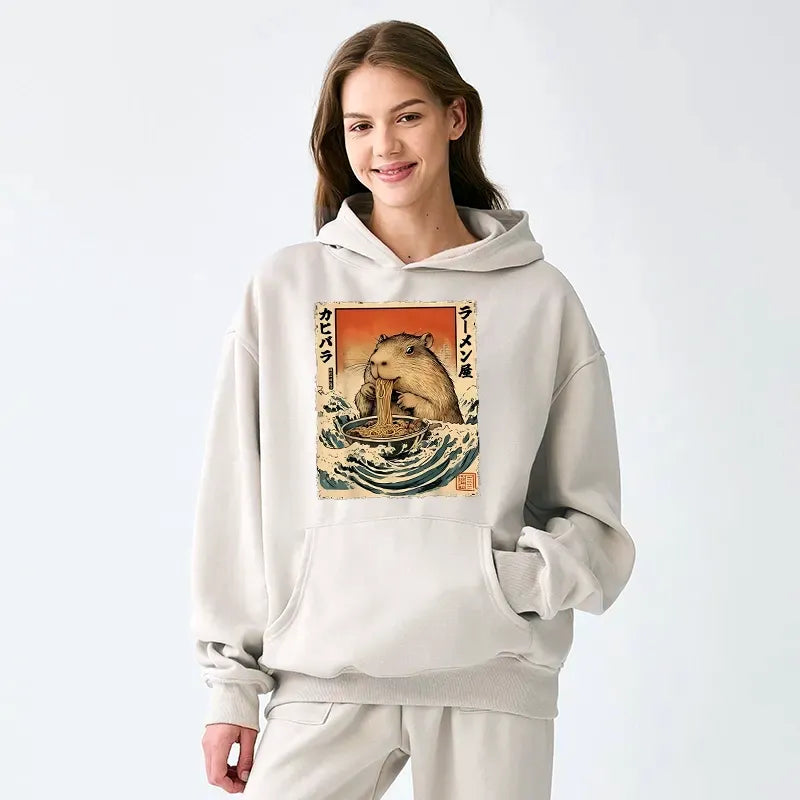 Funny Hamster Eating Ramen Hoodie for Daily Wear