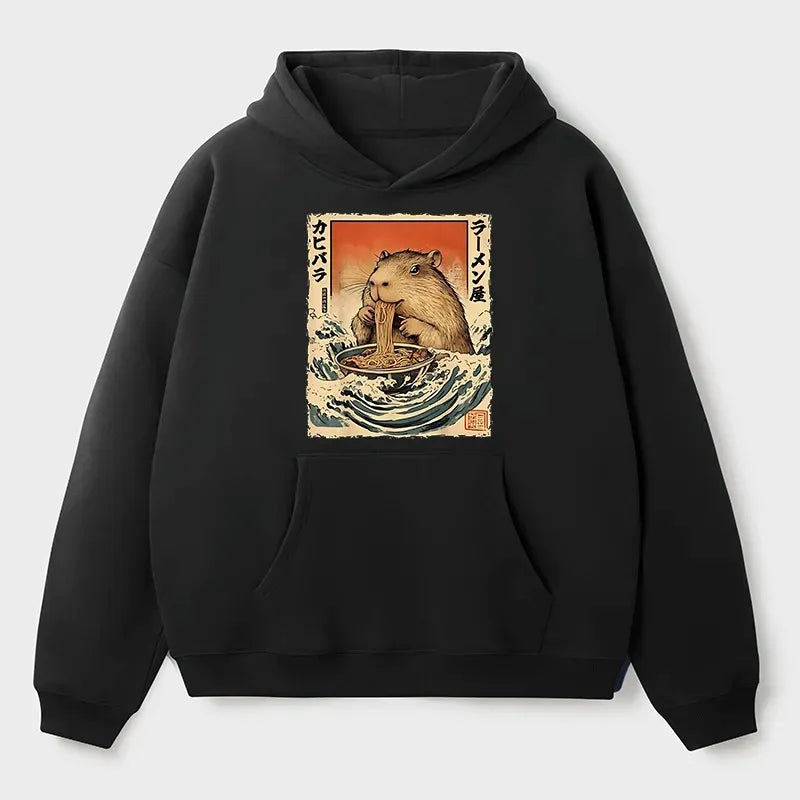 Kyoto-Lion Hamster Eating Ramen Adult Fleece Hoodie