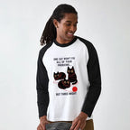 Kyoto-Lion Three Cats Fix All Problems Raglan Long Sleeve T-shirt