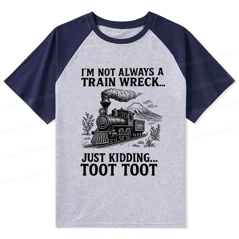 funny train jokes raglan t-shirt for men