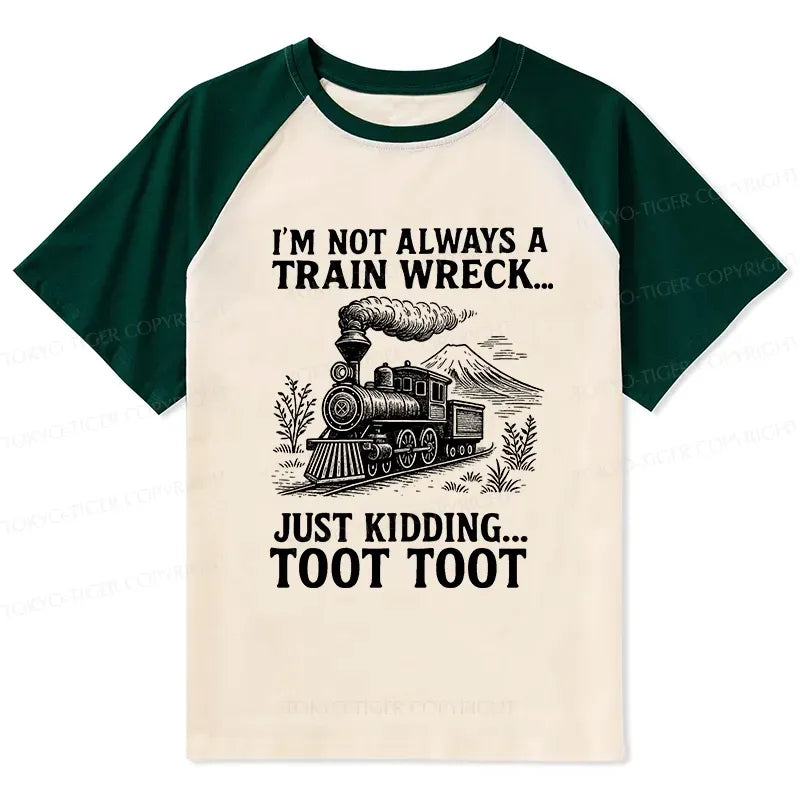 funny train jokes raglan t-shirt for men