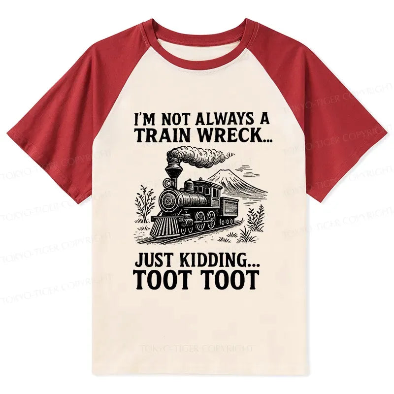 funny train jokes raglan t-shirt for men