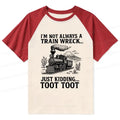 funny train jokes raglan t-shirt for men