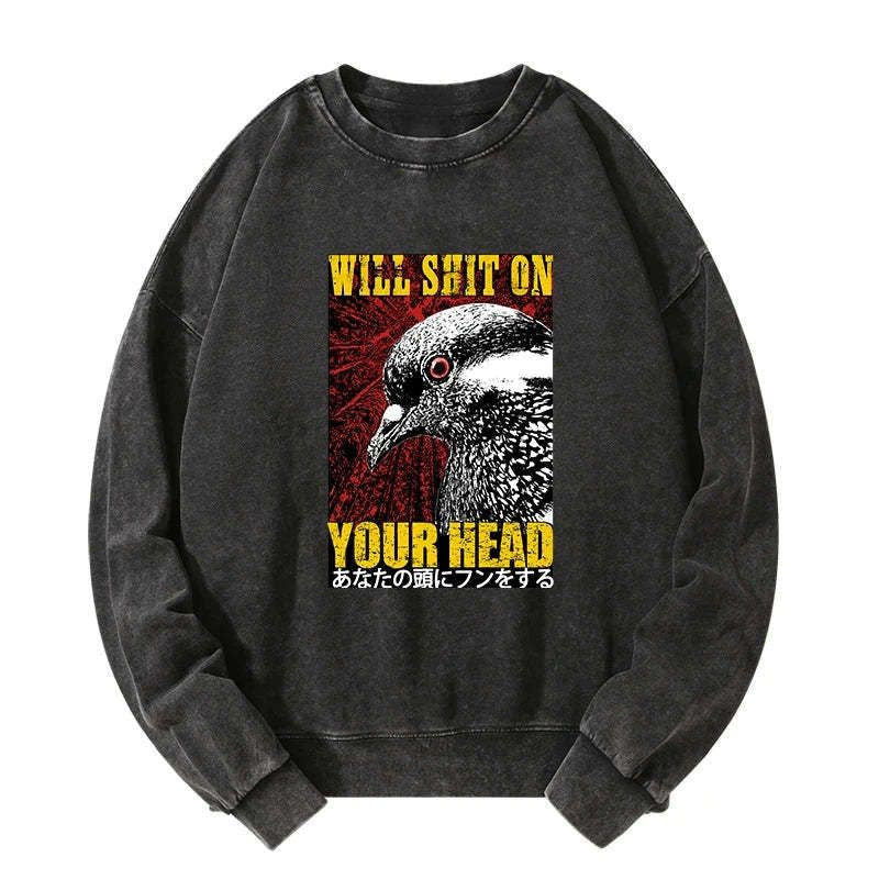 Kyoto-Lion Pigeon Will Shit On Your Head Washed Sweatshirt