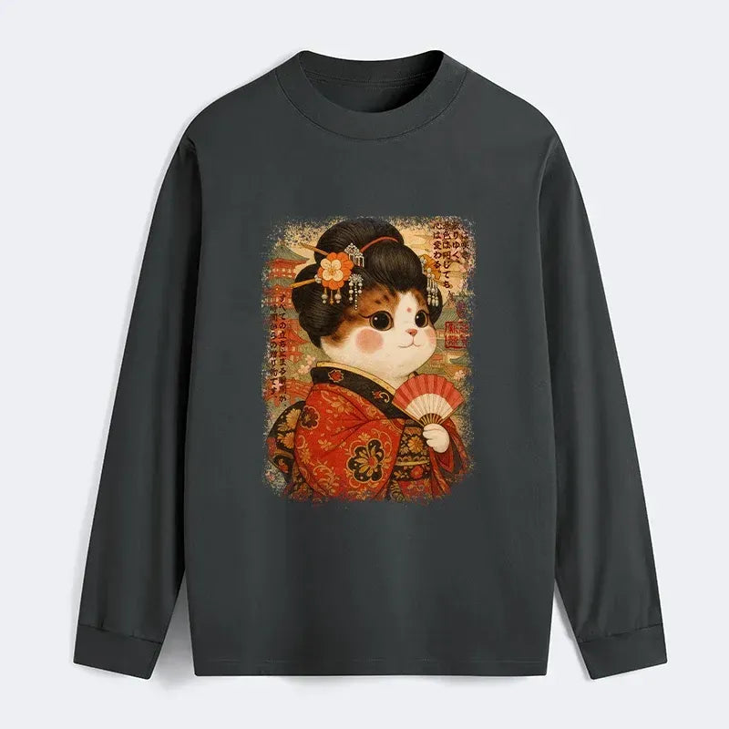 Japanese Ukiyoe Cat Princess Long Sleeve T-Shirt