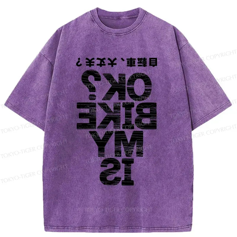 Kyoto-Lion Cycling Funny Washed T-Shirt