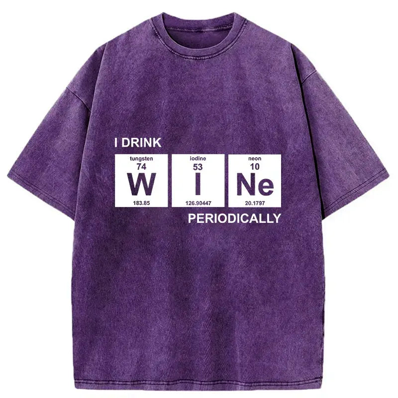 Kyoto-Lion Periodic Table Of Alcoholic Beverages Washed T-Shirt