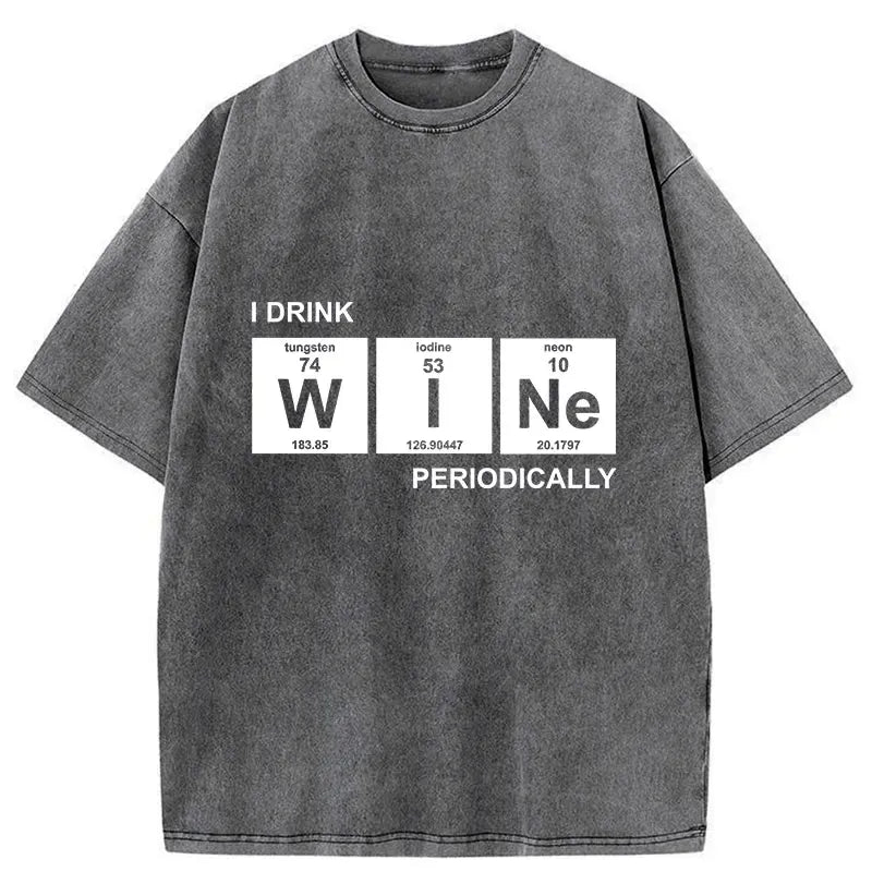 Kyoto-Lion Periodic Table Of Alcoholic Beverages Washed T-Shirt