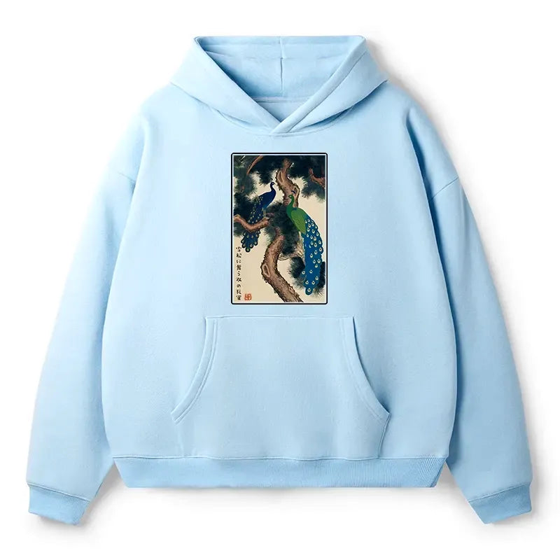 Ukiyo-e Snowy Pines Hoodie for Vacation