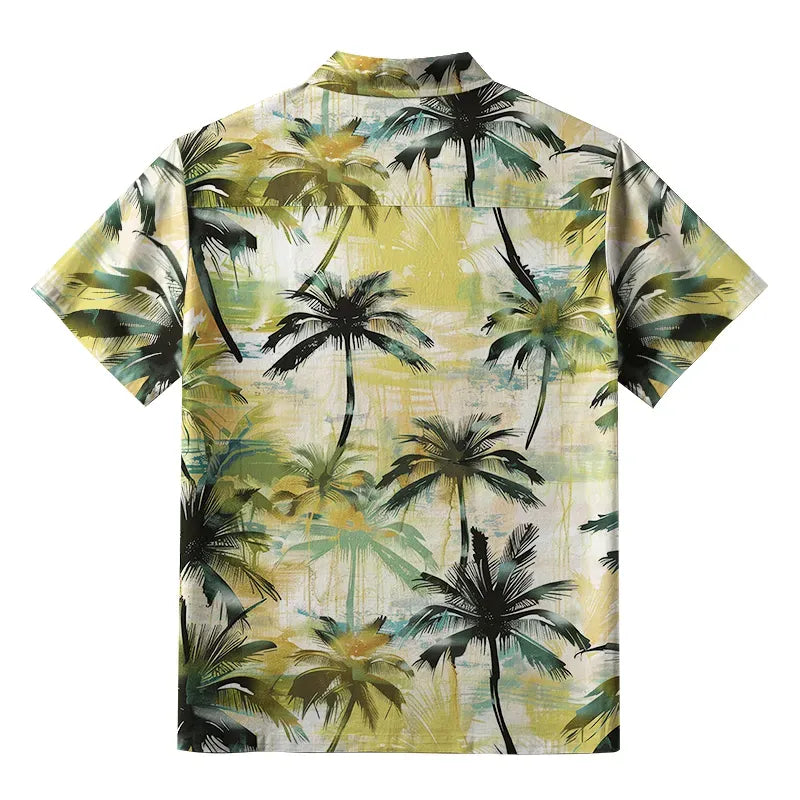 Kyoto-Lion Palm Tree Print Button-up Shirt