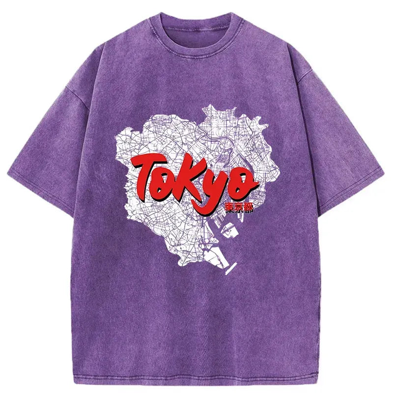 Kyoto-Lion Tokyo City Area Washed T-Shirt