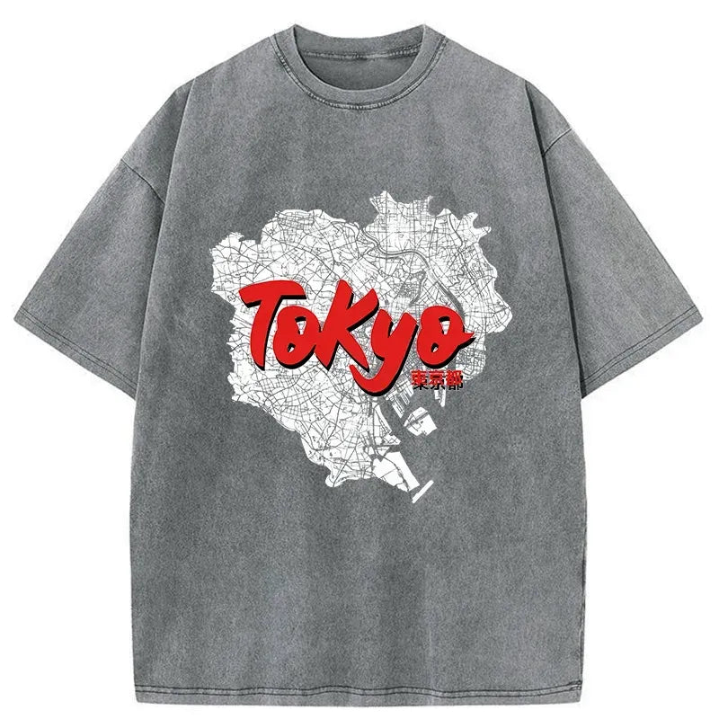 Kyoto-Lion Tokyo City Area Washed T-Shirt