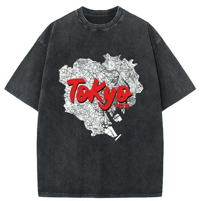 Kyoto-Lion Tokyo City Area Washed T-Shirt