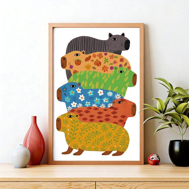 Vintage Ukiyo-e Capybara Wall Art