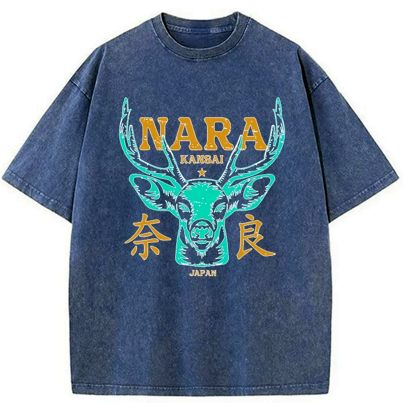 Kyoto-Lion Japanese Nara Washed T-Shirt