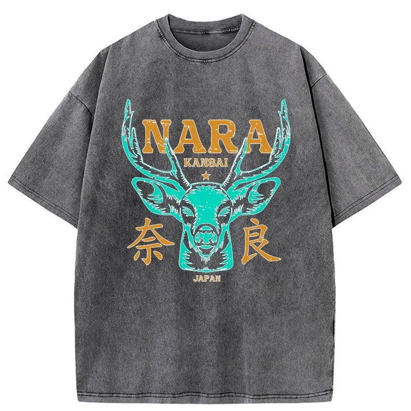 Kyoto-Lion Japanese Nara Washed T-Shirt
