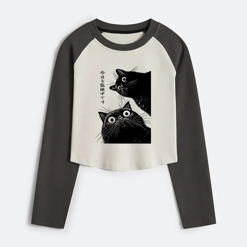 vintage japanese cat tee for casual wear