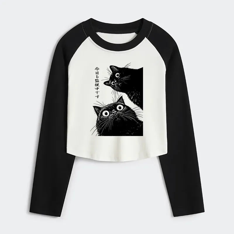 vintage japanese cat tee for casual wear