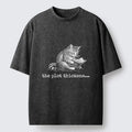 Kyoto-Lion Meme Cat Reading Mystery Book Washed T-Shirt