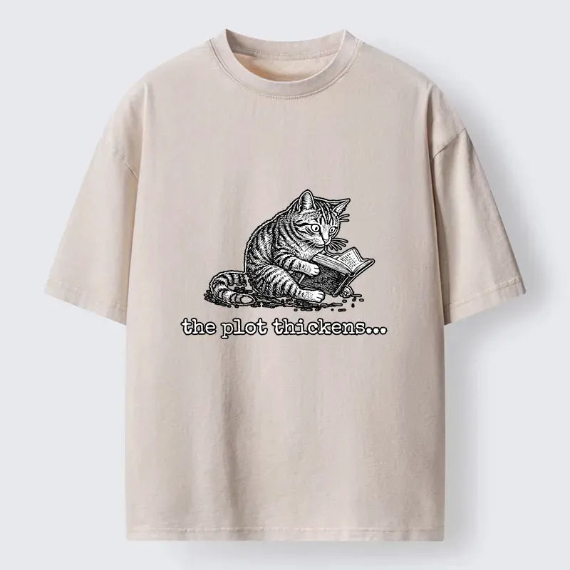 Funny Meme Cat Washed T-Shirt for Daily Wear